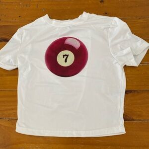 White T-Shirt with Red 7 Ball Graphic